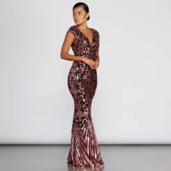Windsor. Elsie Formal Open Back Sequin Dress 9 Windsor. Elsie Formal Open Back Sequin Dress -Deals Skirt Store 05002 0255 3