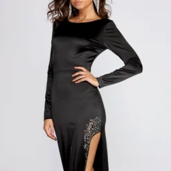 Windsor. Maliya Long Slim Satin Dress -Deals Skirt Store 05002 0361 4