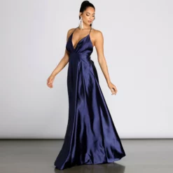 Windsor. Audrey Satin A-Line Dress -Deals Skirt Store 05002 0395 3