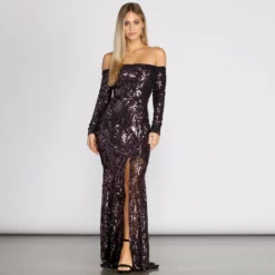 Windsor. Daphne Sequin Off Shoulder Mermaid Dress