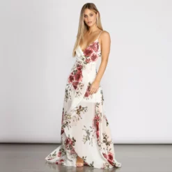 Windsor. Claire Floral Chiffon Wrap Dress