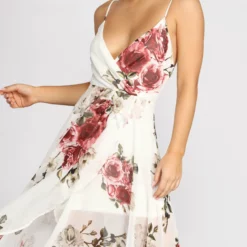 Windsor. Claire Floral Chiffon Wrap Dress 9 Windsor. Claire Floral Chiffon Wrap Dress -Deals Skirt Store 05002 0607 4