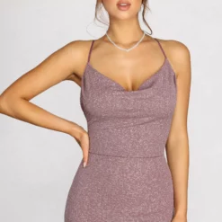 Windsor. Nivea Mauve Glitter Cowl Neck Evening Gown 8 Windsor. Nivea Mauve Glitter Cowl Neck Evening Gown -Deals Skirt Store 05002 0733 3