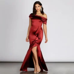 Windsor. Jane Satin Off Shoulder Dress -Deals Skirt Store 05002 0800 4 5d492477 9e18 4ce2 adbe 78c2cae40e46