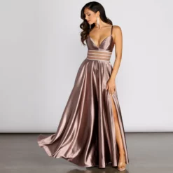 Windsor. Delaney Satin Triple Rhinestone Trim A-Line Dress -Deals Skirt Store 05002 0931 3