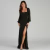 Windsor. Veronica Front Slit Crepe Formal Dress