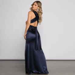 Windsor. Johanna Formal Convertible Ties Satin Dress -Deals Skirt Store 05002 1126 13