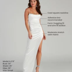 Windsor. Lola High Slit Satin Dress -Deals Skirt Store 05002 1154 9