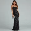 Windsor. Meredith One-Shoulder Sequin Formal Dress