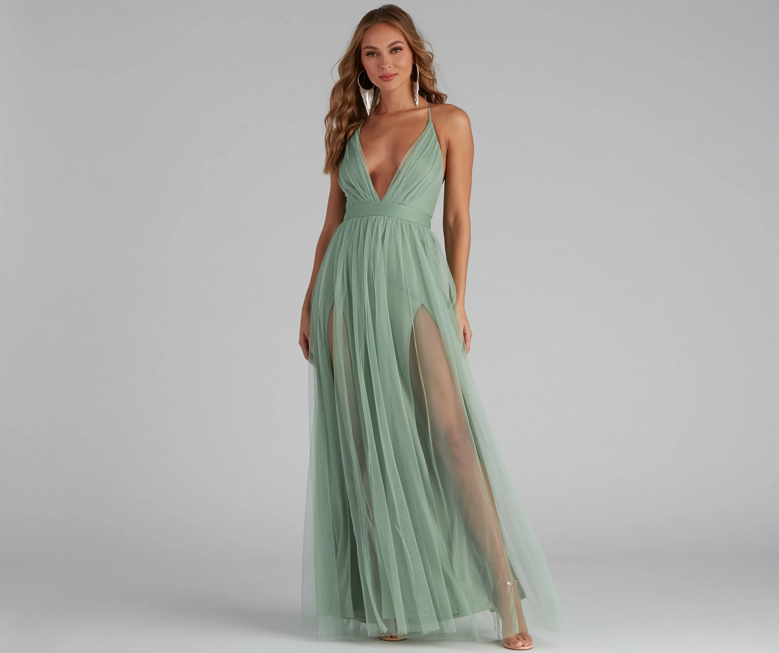 Windsor. Saylor Formal Double Slit Tulle Dress 8 Windsor. Saylor Formal Double Slit Tulle Dress - Image 6