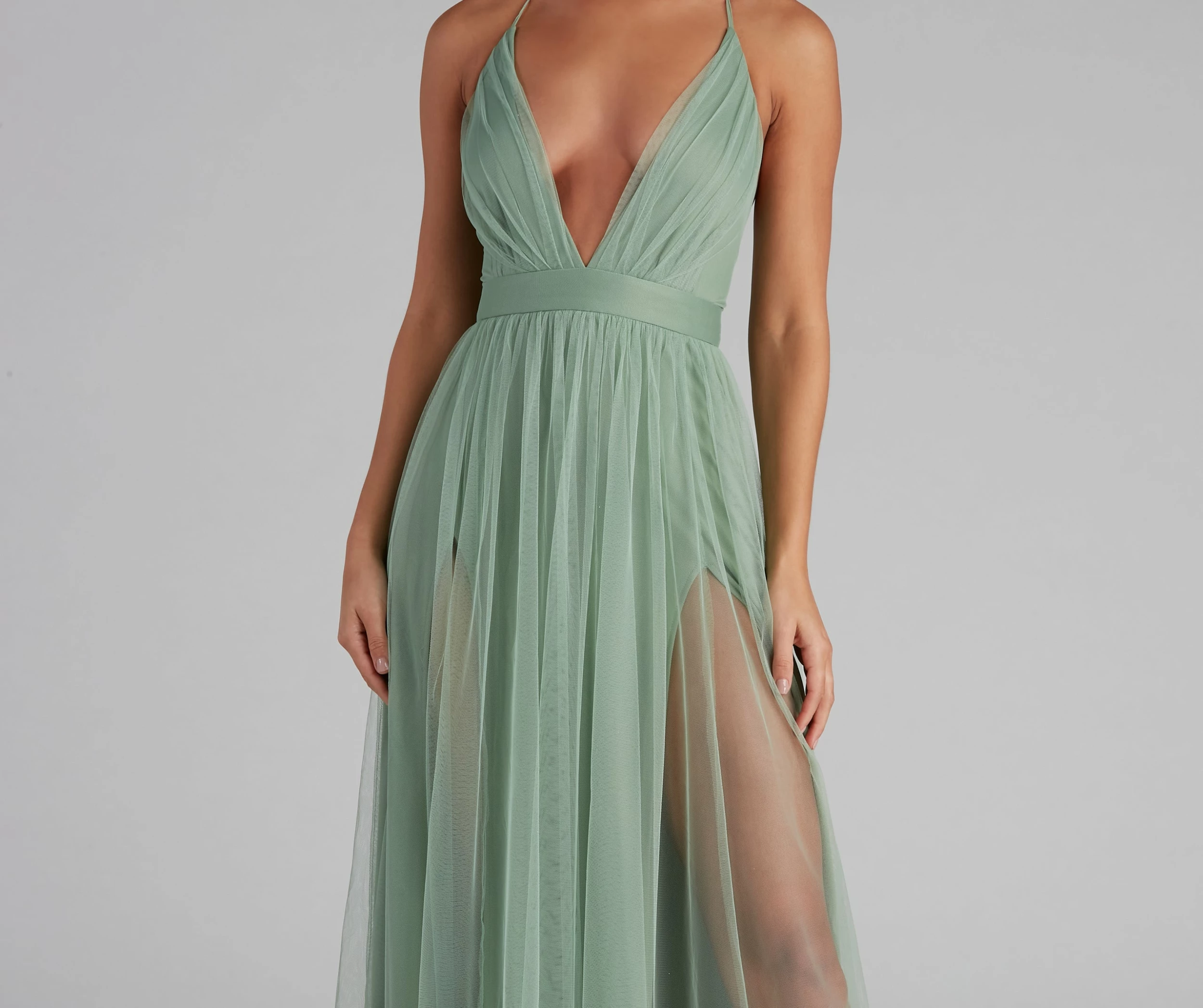 Windsor. Saylor Formal Double Slit Tulle Dress 10 Windsor. Saylor Formal Double Slit Tulle Dress - Image 8