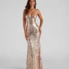 Windsor. Liana Formal Sequin Scroll Mermaid Dress 1 Windsor. Liana Formal Sequin Scroll Mermaid Dress -Deals Skirt Store 05002 1227 1