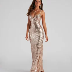 Windsor. Liana Formal Sequin Scroll Mermaid Dress -Deals Skirt Store 05002 1227 3