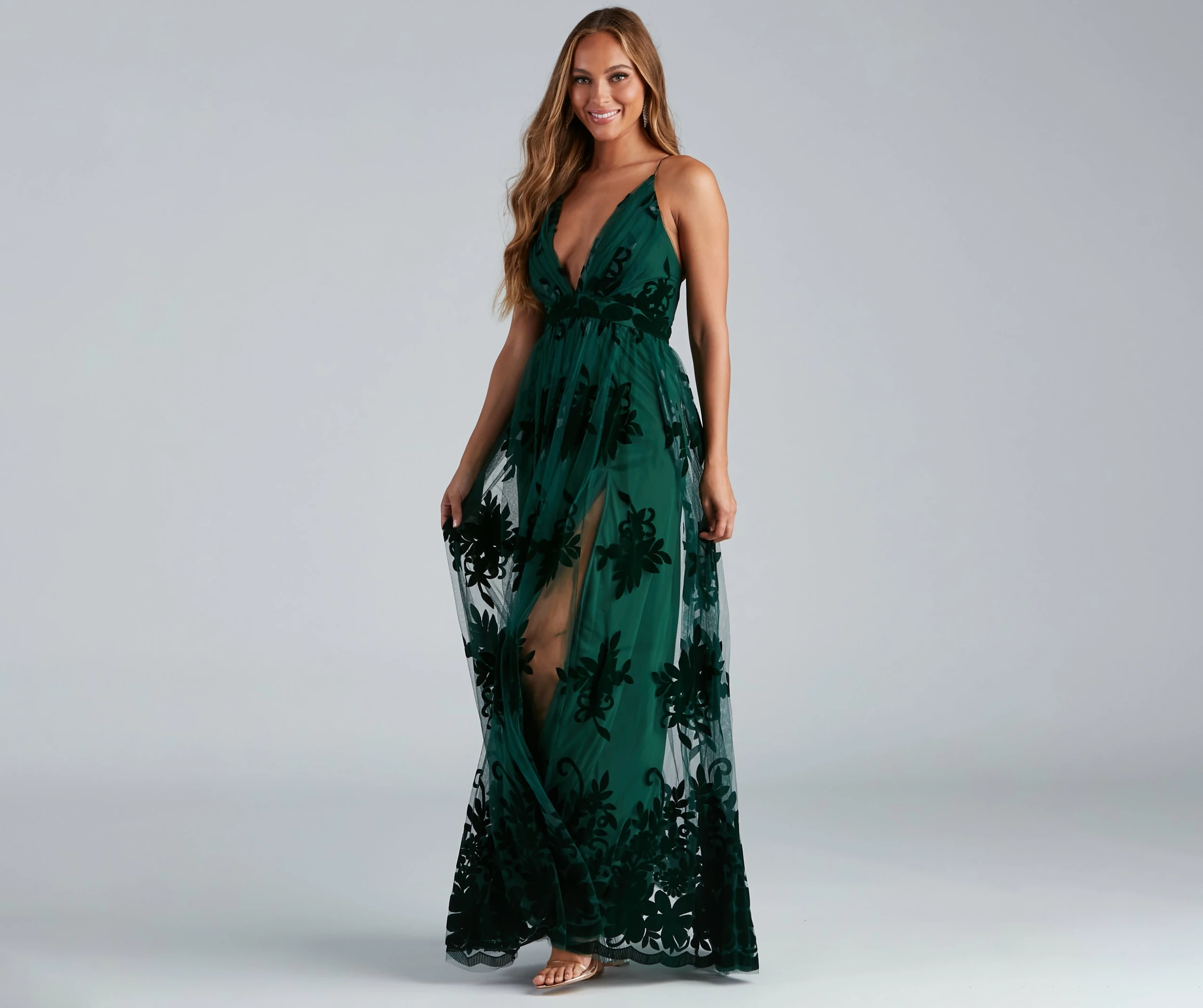 Windsor. Morgan Formal Flocked Velvet Dress 16 Windsor. Morgan Formal Flocked Velvet Dress - Image 14