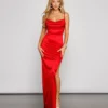 Windsor. Lola High Slit Satin Dress 2 -Deals Skirt Store 05002 1420 1
