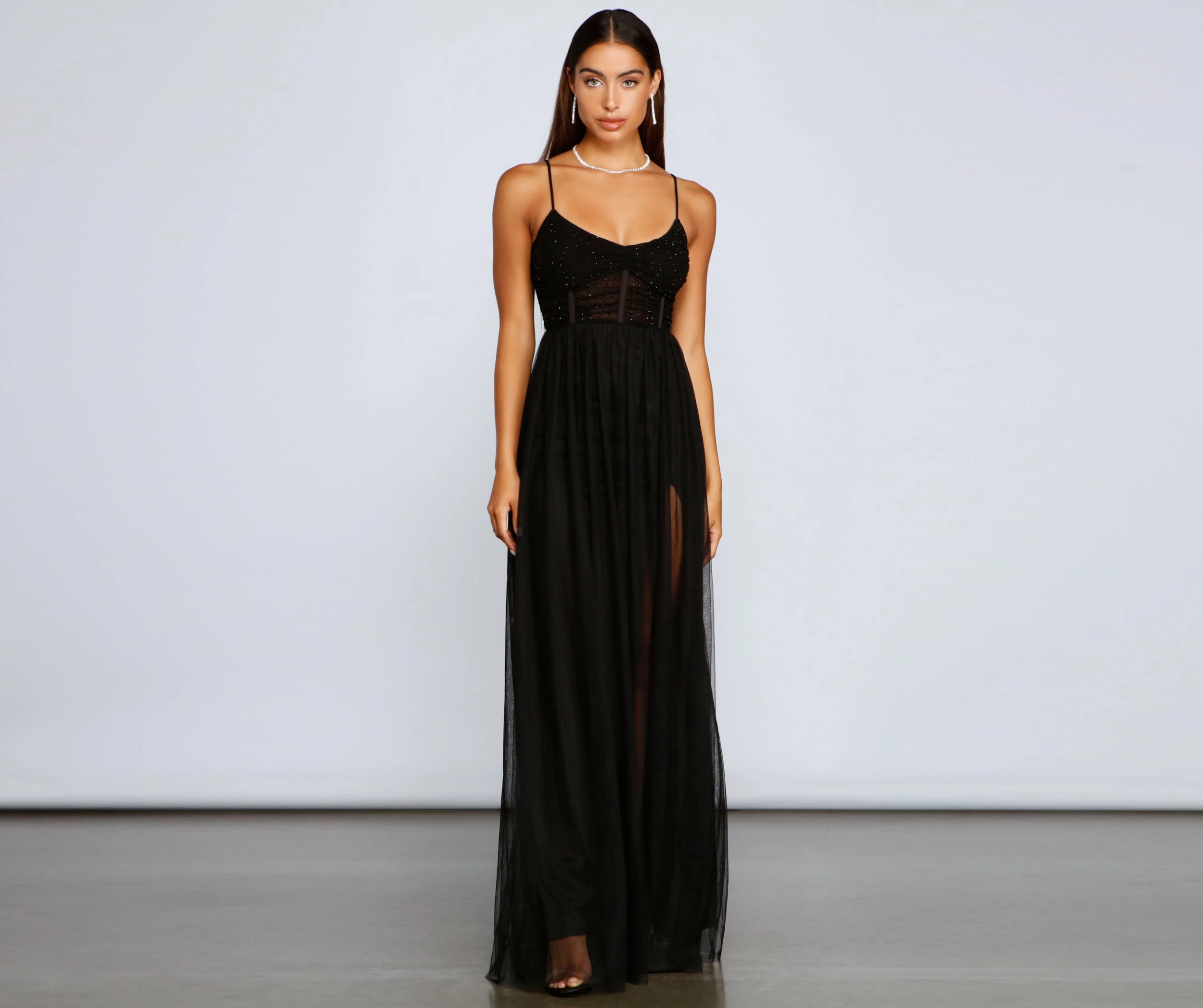 Windsor. Rachel Rhinestone Mesh Formal Dress 5 Windsor. Rachel Rhinestone Mesh Formal Dress - Image 3