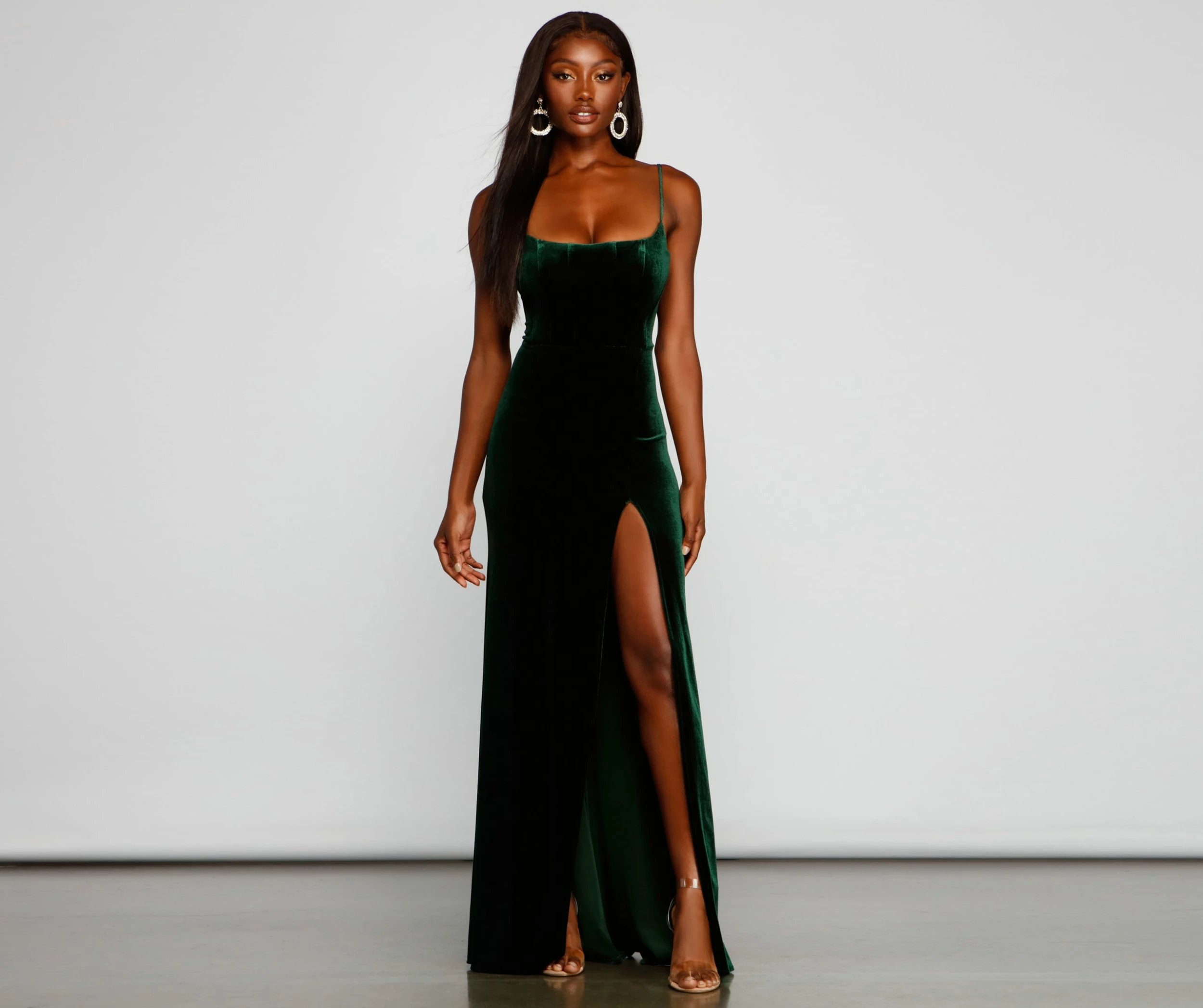 Windsor. Liv Formal High Slit Velvet Dress 3 Windsor. Liv Formal High Slit Velvet Dress