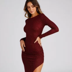 Windsor. Denise Long Sleeve Glitter Knit Dress -Deals Skirt Store 05002 1710 3