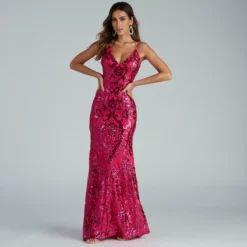 Windsor. Lila Formal Open-Back Sequin Mermaid Dress