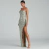 Windsor. Fatima Sequin Cowl Neck Bodycon Formal Dress