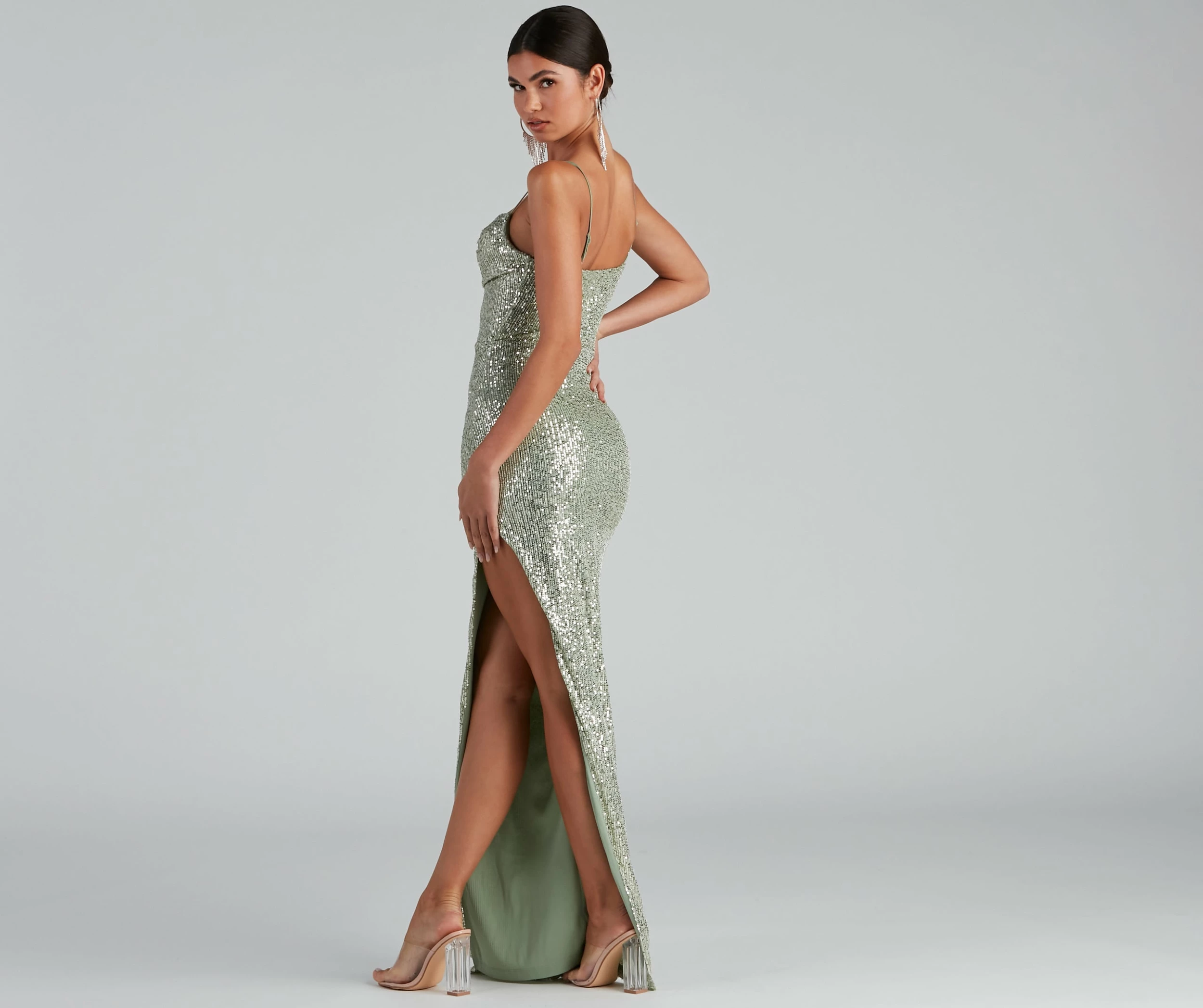 Windsor. Fatima Sequin Cowl Neck Bodycon Formal Dress 4 Windsor. Fatima Sequin Cowl Neck Bodycon Formal Dress - Image 2
