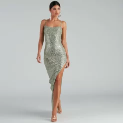 Windsor. Fatima Sequin Cowl Neck Bodycon Formal Dress 24 Windsor. Fatima Sequin Cowl Neck Bodycon Formal Dress -Deals Skirt Store 05002 1777 3