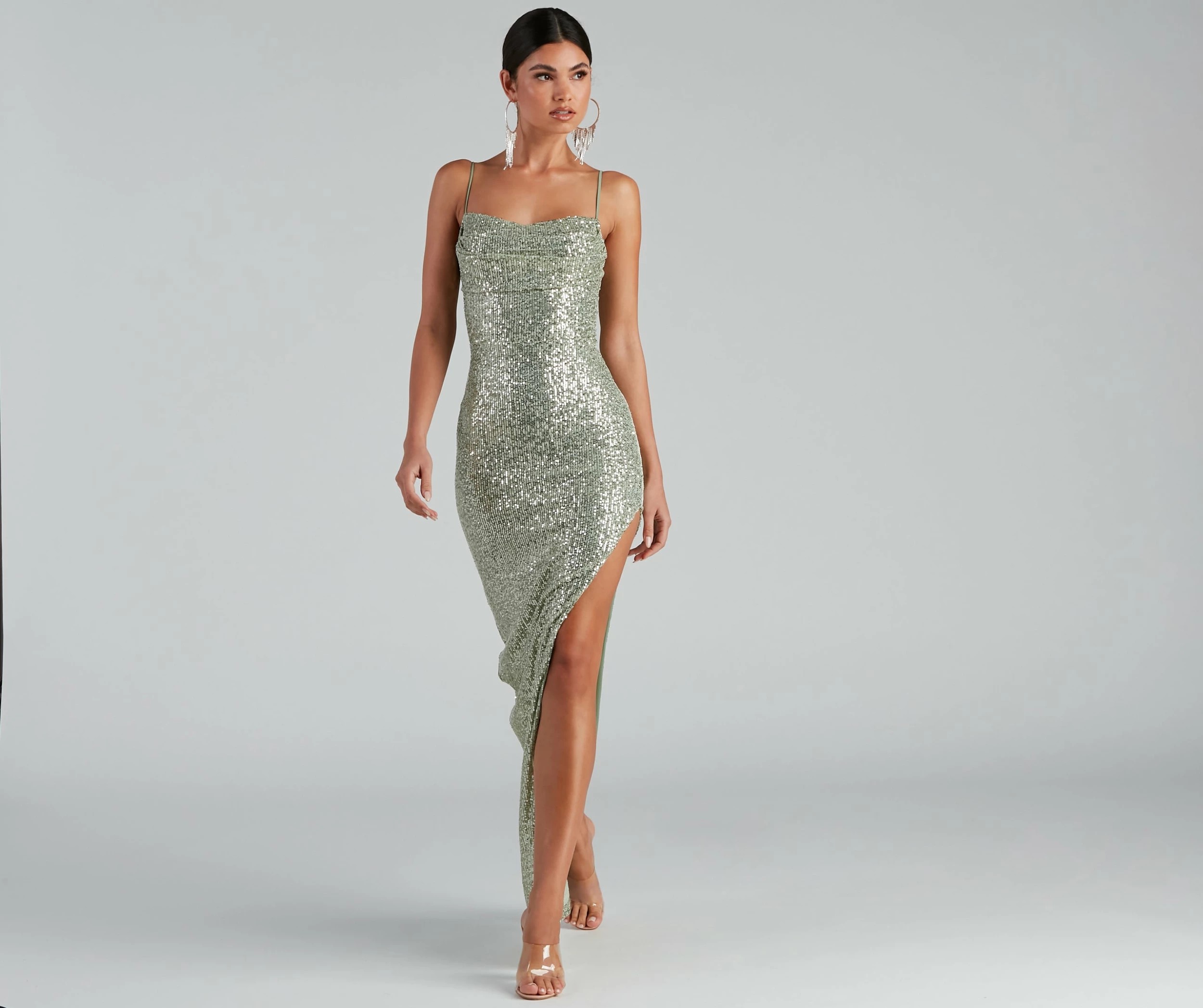 Windsor. Fatima Sequin Cowl Neck Bodycon Formal Dress 5 Windsor. Fatima Sequin Cowl Neck Bodycon Formal Dress - Image 3