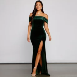 Windsor. Olivia Formal Velvet Off-The-Shoulder Dress 21 Windsor. Olivia Formal Velvet Off-The-Shoulder Dress -Deals Skirt Store 05002 1813 4