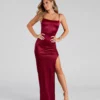 Windsor. Maude Formal High Slit Satin Dress