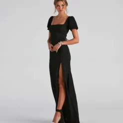 Windsor. Denali Formal Puff Sleeve Long Dress -Deals Skirt Store 05002 2232 2