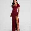 Windsor. Denali Formal Puff Sleeve Long Dress