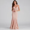 Windsor. Normani Formal Lace Corset Mermaid Long Dress