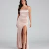 Windsor. Capri Formal One Shoulder Satin Dress 1 Windsor. Capri Formal One Shoulder Satin Dress -Deals Skirt Store 05002 2298 1