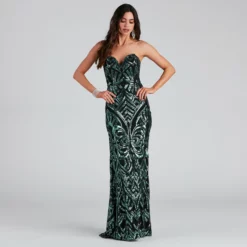 Windsor. Cassy Formal Sequin Lace Up Dress