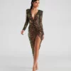 Windsor. Malika Sequin Asymmetrical Long Dress