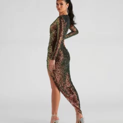 Windsor. Malika Sequin Asymmetrical Long Dress -Deals Skirt Store 05002 2571 2