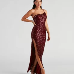 Windsor. Jaleen Formal Sequin One Shoulder Dress
