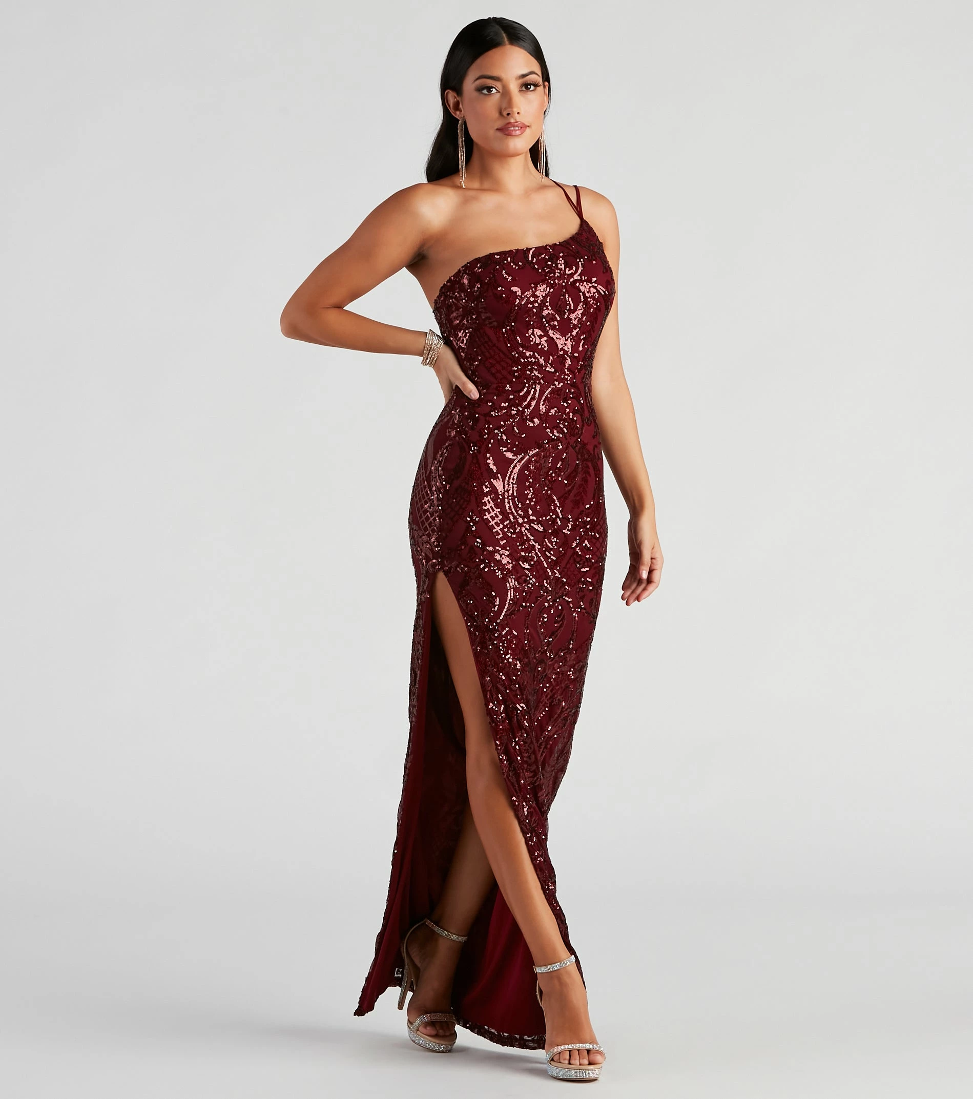 Windsor. Jaleen Formal Sequin One Shoulder Dress 3 Windsor. Jaleen Formal Sequin One Shoulder Dress