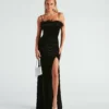 Windsor. Jaime Feather Trim Velvet Mermaid Dress
