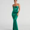 Windsor. Analynn Formal Satin Rhinestone Trim Dress