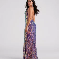 Windsor. Camren Formal Sequin Strappy Mermaid Dress