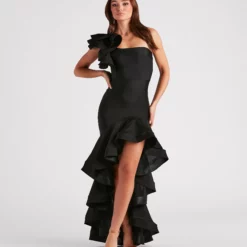 Windsor. Audrey Formal Ruffled One Shoulder Dress
