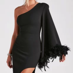 Windsor. Vivian One-Shoulder Feather Trim Formal Dress -Deals Skirt Store 05002 4920 4 ee30b7cc c53e 4ea3 86e3 14c11a82043e