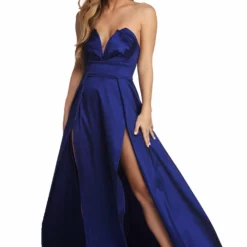Windsor. Kayla Formal High Slit Taffeta Dress