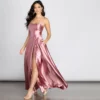Windsor. Anne Formal Lattice Satin Dress