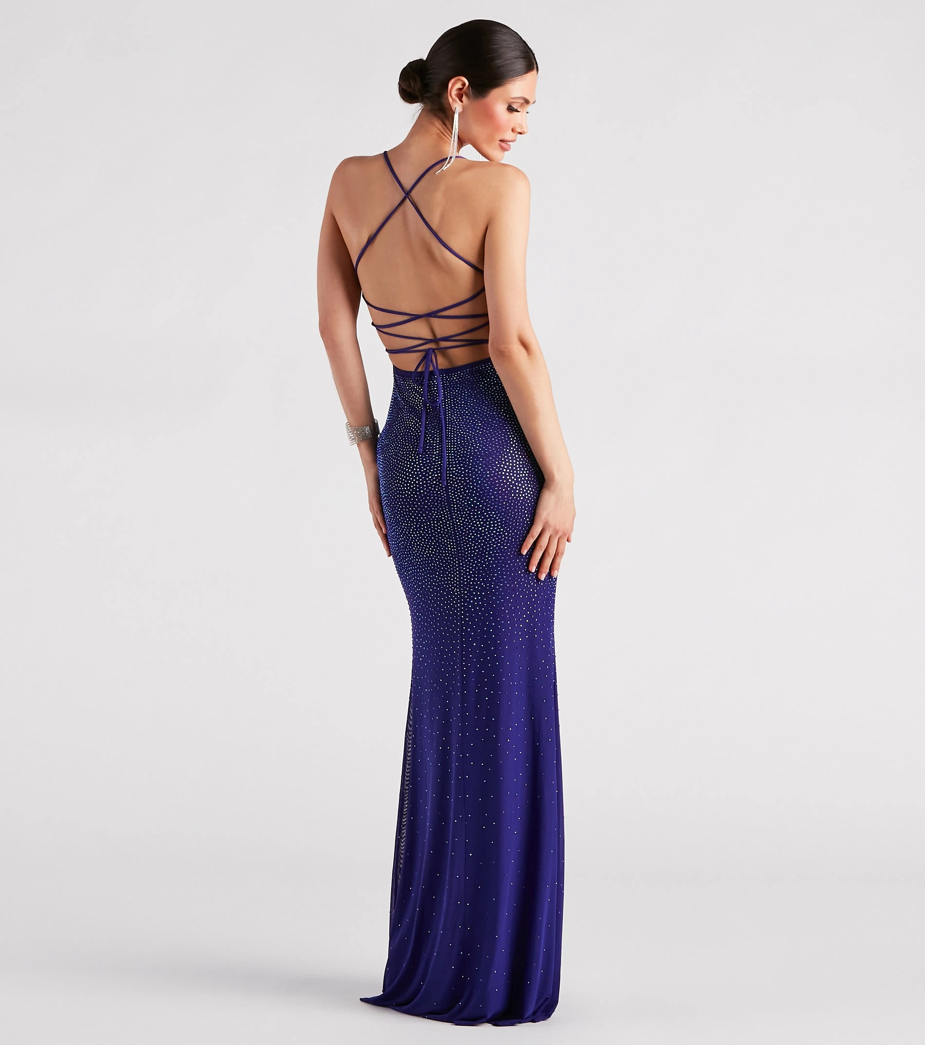 Windsor. Blair Lace-Up A-Line Rhinestone Formal Dress 8 Windsor. Blair Lace-Up A-Line Rhinestone Formal Dress - Image 6