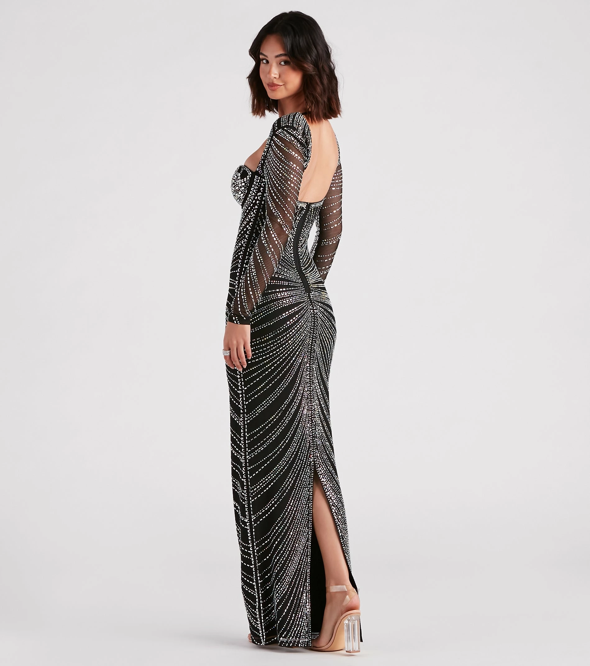 Windsor. Raelynn Formal Rhinestone Bustier Long Dress 4 Windsor. Raelynn Formal Rhinestone Bustier Long Dress - Image 2