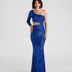 Windsor. Emmie Formal Sequin One-Shoulder Dress