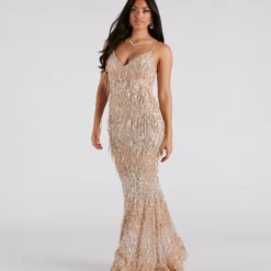 Windsor. Rebekah Formal Sequin Fringe Mermaid Dress 12 Windsor. Rebekah Formal Sequin Fringe Mermaid Dress -Deals Skirt Store 05002 7079 3