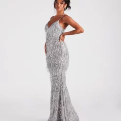Windsor. Rebekah Formal Sequin Fringe Mermaid Dress 16 Windsor. Rebekah Formal Sequin Fringe Mermaid Dress -Deals Skirt Store 05002 7081 3